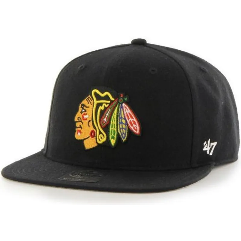 cepur-plakana-melns-snapback-no-chicago-blackhawks-nhl-no-47-brand