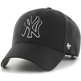 schwarze-gebogene-snapback-kappe-mit-schwarz-weissem-logo-der-new-york-yankees-mlb-mvp-von-47-brand