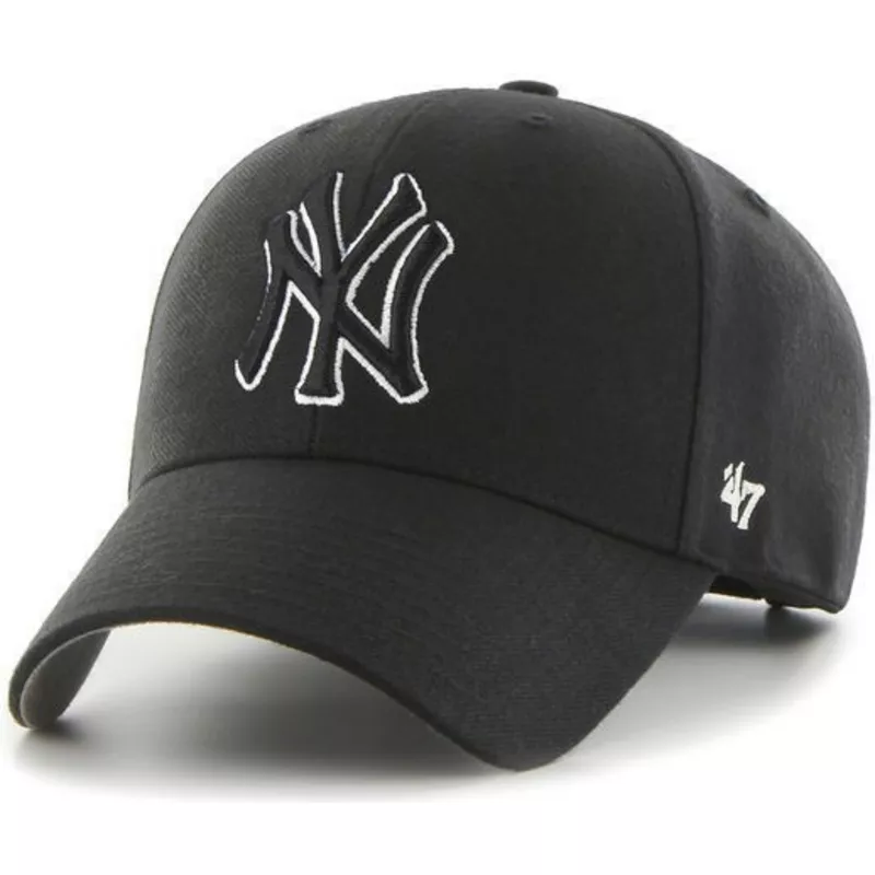 47-brand-curved-brim-schwarzes-schwarz-weiss-logo-new-york-yankees-mlb-mvp-snapback-cap-schwarz