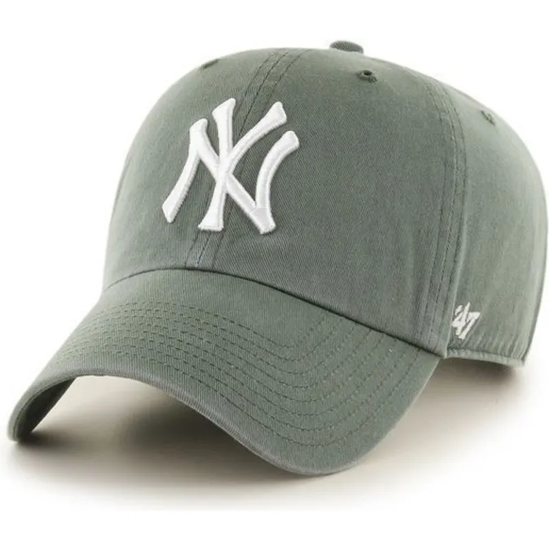 dunkelgrune-gebogene-kappe-new-york-yankees-mlb-clean-up-von-47-brand