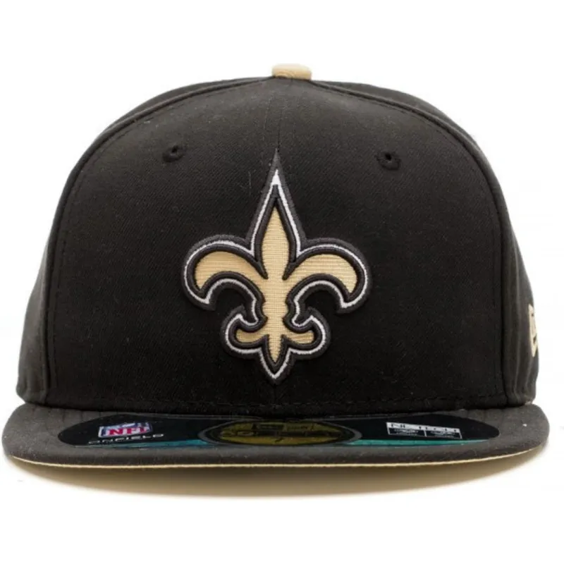 cepur-plakana-melns-pieguloss-59fifty-authentic-on-field-game-no-new-orleans-saints-nfl-no-new-era
