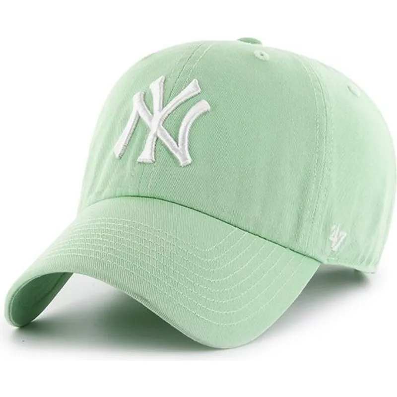 hellgrune-gebogene-kappe-new-york-yankees-mlb-clean-up-von-47-brand