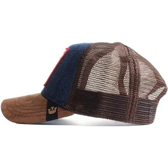Gorra trucker brązowa i denim gallo Big Strut od Goorin Bros.