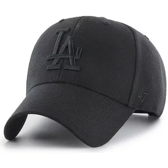 47 Brand Curved Brim Schwarzes Logo Los Angeles Dodgers MLB MVP Snapback Cap schwarz