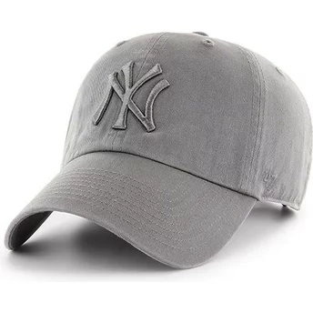 47 Brand Curved Brim Graues Logo New York Yankees MLB Clean Up Cap grau