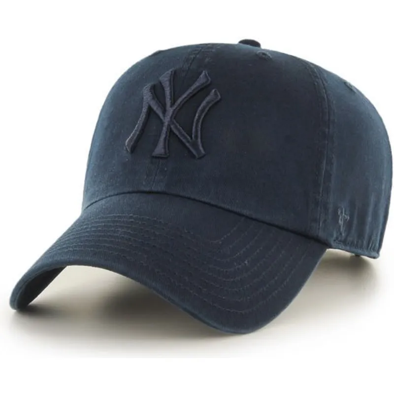 gebogene-marineblaue-kappe-mit-marinblauem-logo-der-new-york-yankees-mlb-clean-up-von-47-brand