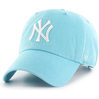 47 Brand Curved Brim New York Yankees MLB Clean Up Baby Blue Cap