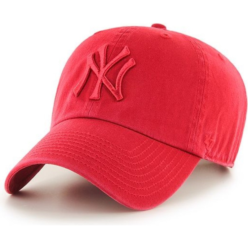 47 Brand Curved Brim Rotes Logo New York Yankees MLB Clean Up Cap rot Caphunters.lv