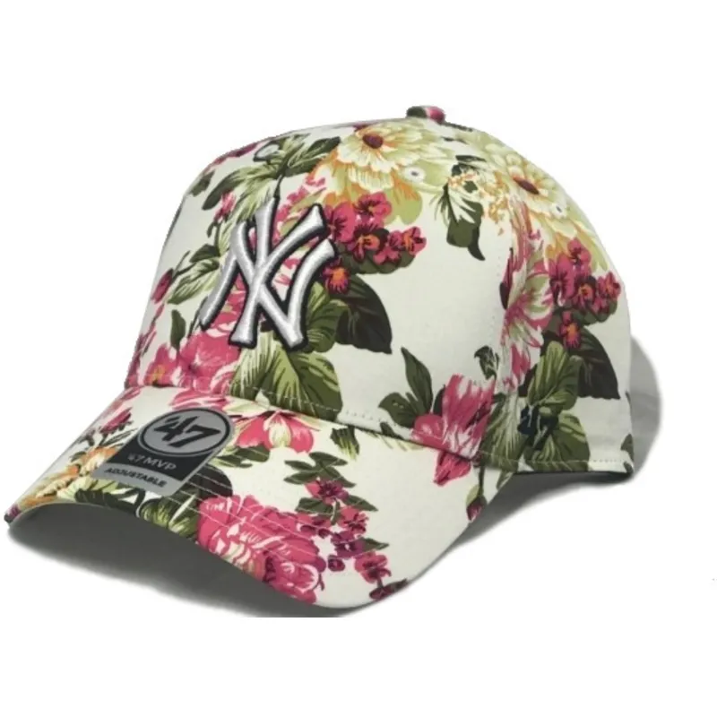 cepur-izliekta-daudzkrasains-regulejams-estampado-floral-no-new-york-yankees-mlb-no-47-brand