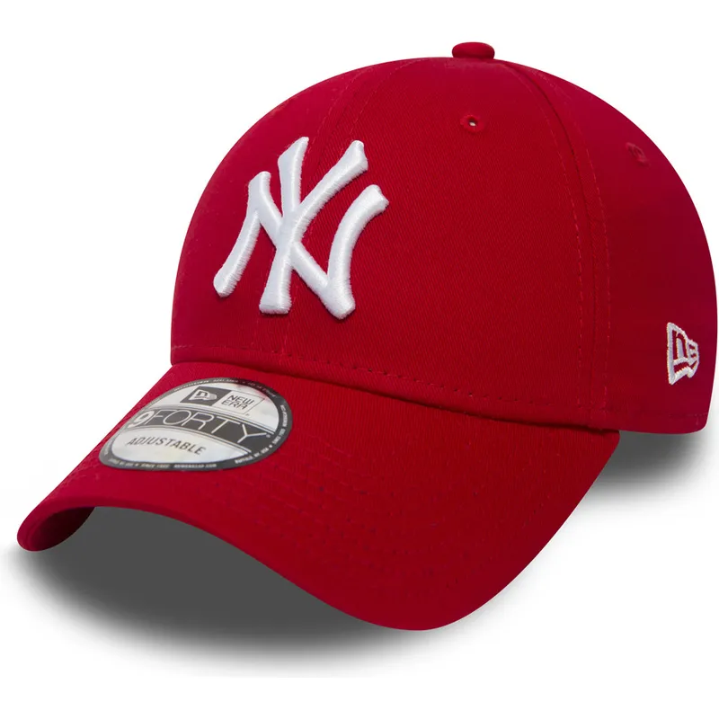 rote-verstellbare-curved-cap-9forty-essential-der-new-york-yankees-mlb-von-new-era