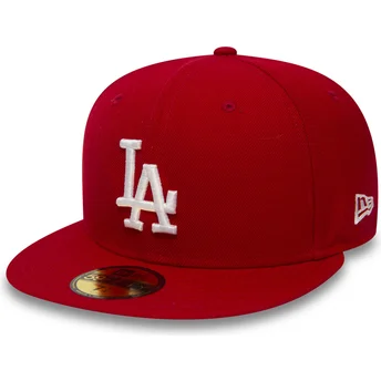 rote-anliegende-59fifty-essential-flat-cap-der-los-angeles-dodgers-mlb-von-new-era
