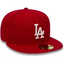 rote-flache-angepasste-59fifty-essential-kappe-der-los-angeles-dodgers-mlb-von-new-era