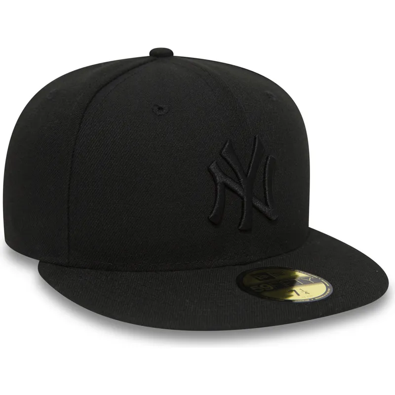 schwarze-enganliegende-flat-cap-59fifty-black-on-black-der-new-york-yankees-mlb-von-new-era