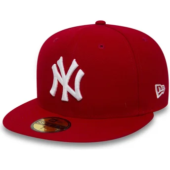 Rote angepasste 59FIFTY Essential Flat Cap der New York Yankees MLB von New Era