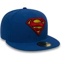 59fifty-superman-character-essential-warner-bros-blaue-angepasste-flachkappe-von-new-era