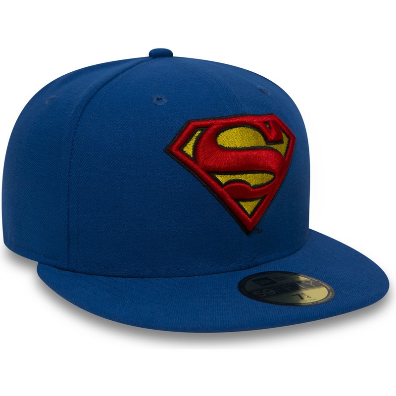 new-era-flat-brim-59fifty-superman-character-essential-warner-bros-fitted-cap-blau