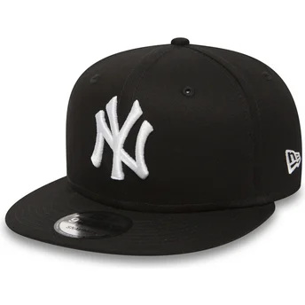 cepur-plakana-melns-snapback-ajustable-9fifty-white-on-black-no-new-york-yankees-mlb-no-new-era
