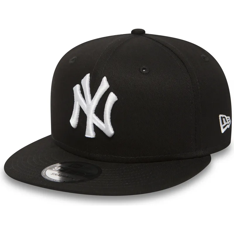 cepur-plakana-melns-snapback-ajustable-9fifty-white-on-black-no-new-york-yankees-mlb-no-new-era