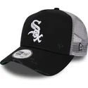 cepur-izliekta-truckeris-melns-snapback-distressed-a-frame-no-chicago-white-sox-mlb-no-new-era
