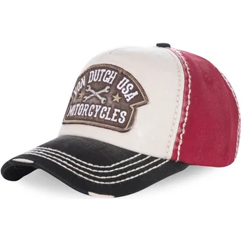 Von Dutch Curved Brim DYLAN01 White, Red and Black Adjustable Cap