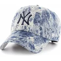 47-brand-mlb-clean-up-splat-new-york-yankees-blaue-kappe-mit-gebogenem-schirm-und-blauem-logo
