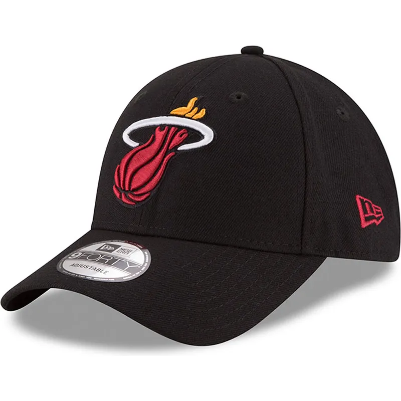 schwarze-verstellbare-curved-cap-9forty-the-league-der-miami-heat-nba-von-new-era