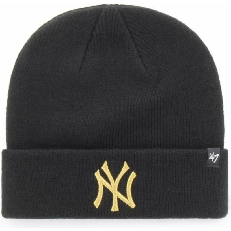47-brand-goldenes-logo-new-york-yankees-mlb-cuff-knit-metallic-beanie-schwarz
