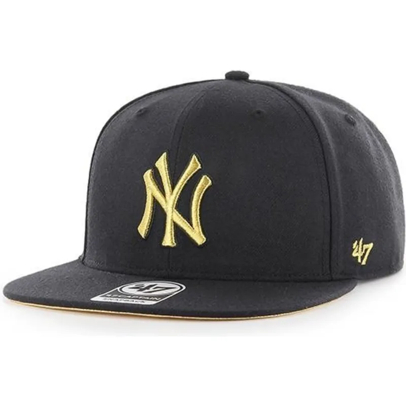 cepur-plakana-melns-snapback-oro-no-new-york-yankees-mlb-no-47-brand