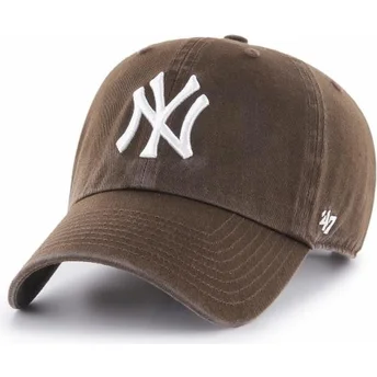 Dunkelbraune Curved Cap New York Yankees MLB Clean Up von 47 Brand