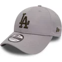 new-era-curved-brim-goldenes-logo-39thirty-essential-los-angeles-dodgers-mlb-fitted-cap-grau