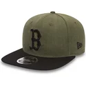 grune-snapback-kappe-mit-flachem-schirm-und-schwarzem-visor-9fifty-seasonal-heather-der-boston-red-sox-mlb-von-new-era