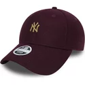 new-era-curved-brim-goldenes-logo-9forty-melton-new-york-yankees-mlb-adjustable-cap-verstellbar-kastanienbraun
