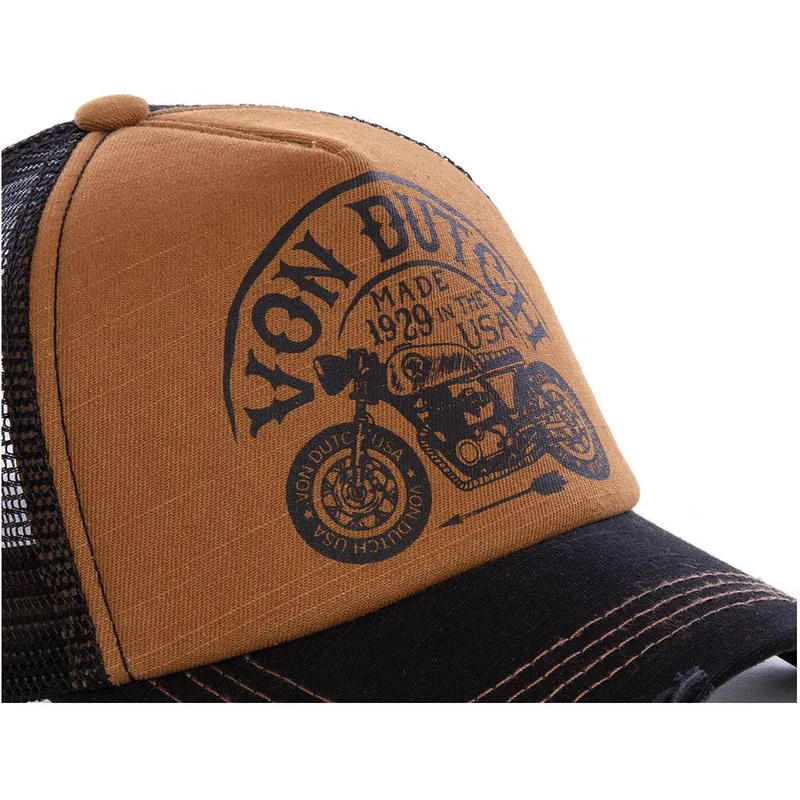 casquette-trucker-marron-et-noire-crew6-von-dutch