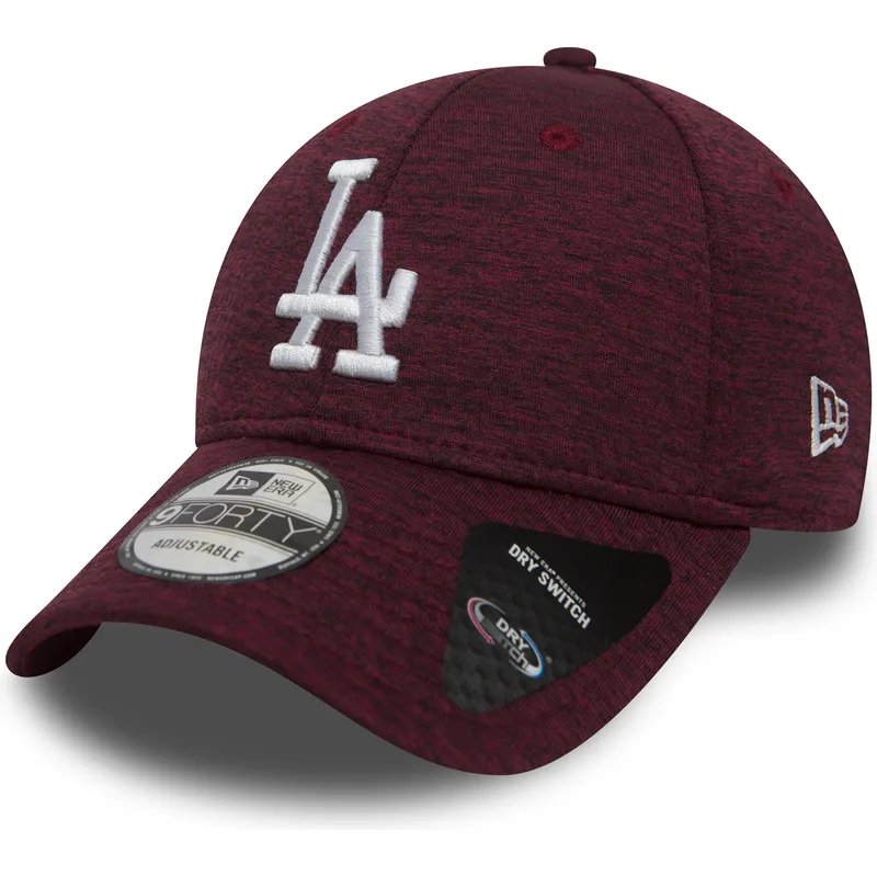 los-angeles-dodgers-mlb-new-era-9forty-dry-switch-verstellbare-gebogene-kappe-in-granatrot