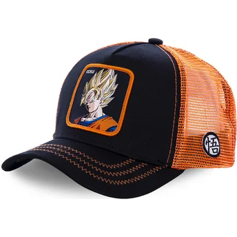 Gorra trucker negra y naranja Son Goku Super Saiyan GO3 Dragon Ball de Capslab