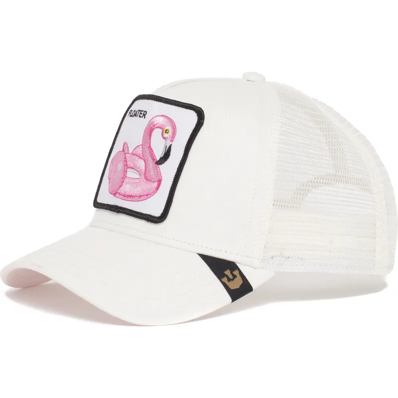 weisse-trucker-kappe-flamingo-schwimmring-floater-von-goorin-bros