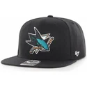 cepur-plakana-melns-snapback-captain-no-shot-no-san-jose-sharks-nhl-no-47-brand