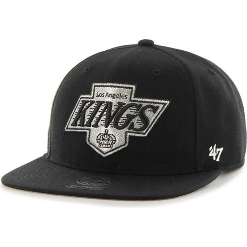 cepur-plakana-melns-snapback-captain-no-shot-no-los-angeles-kings-nhl-no-47-brand