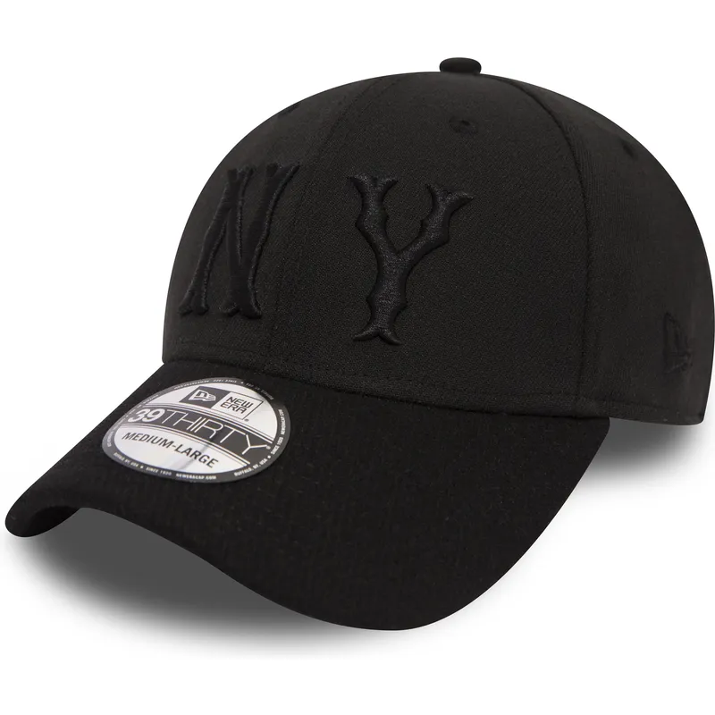 schwarze-gebogene-anpassbare-kappe-mit-schwarzem-logo-39thirty-club-coop-der-new-york-highlanders-mlb-von-new-era