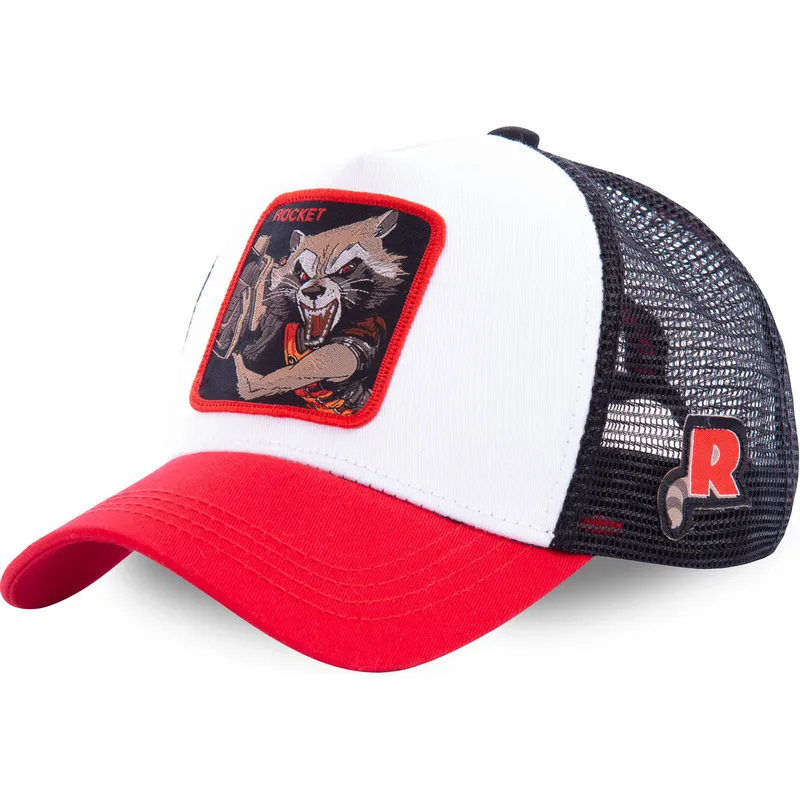 cepur-izliekta-truckeris-balts-snapback-roc2-rocket-raccoon-marvel-comics-no-capslab