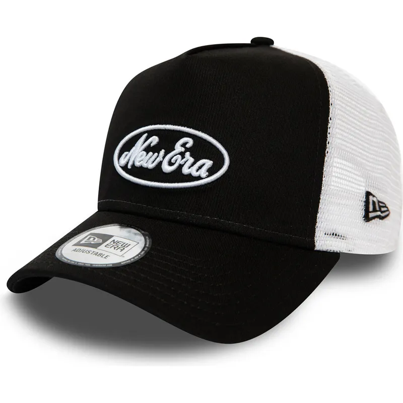 cepur-izliekta-truckeris-melns-snapback-oval-script-a-frame-no-new-era