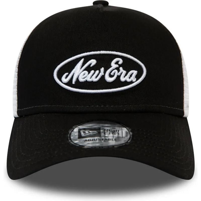 cepur-izliekta-truckeris-melns-snapback-oval-script-a-frame-no-new-era