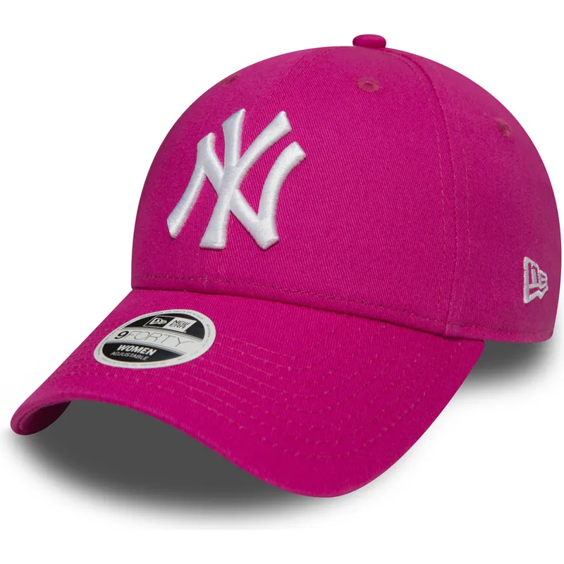 rosa-verstellbare-curved-cap-9forty-essential-der-new-york-yankees-mlb-von-new-era