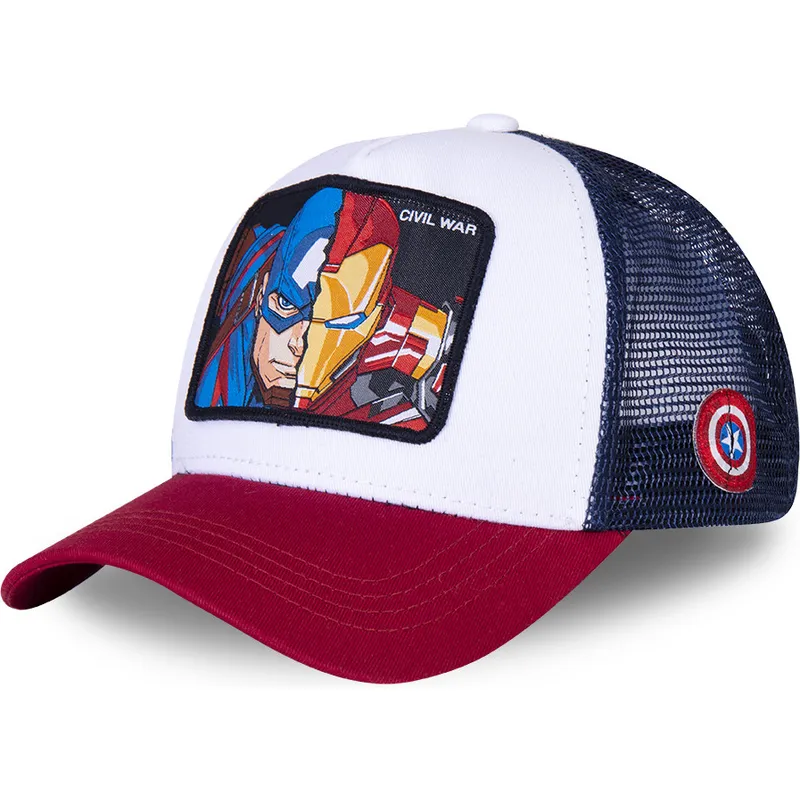 cepur-izliekta-truckeris-balts-snapback-civil-war-war1-kapteinis-amerika-un-dzelzs-virs-marvel-comics-no-capslab