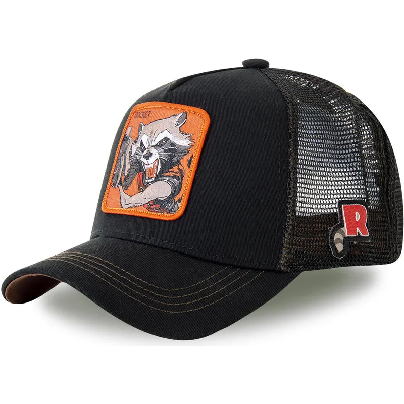 cepur-izliekta-truckeris-melns-snapback-roc4-rocket-raccoon-marvel-comics-no-capslab