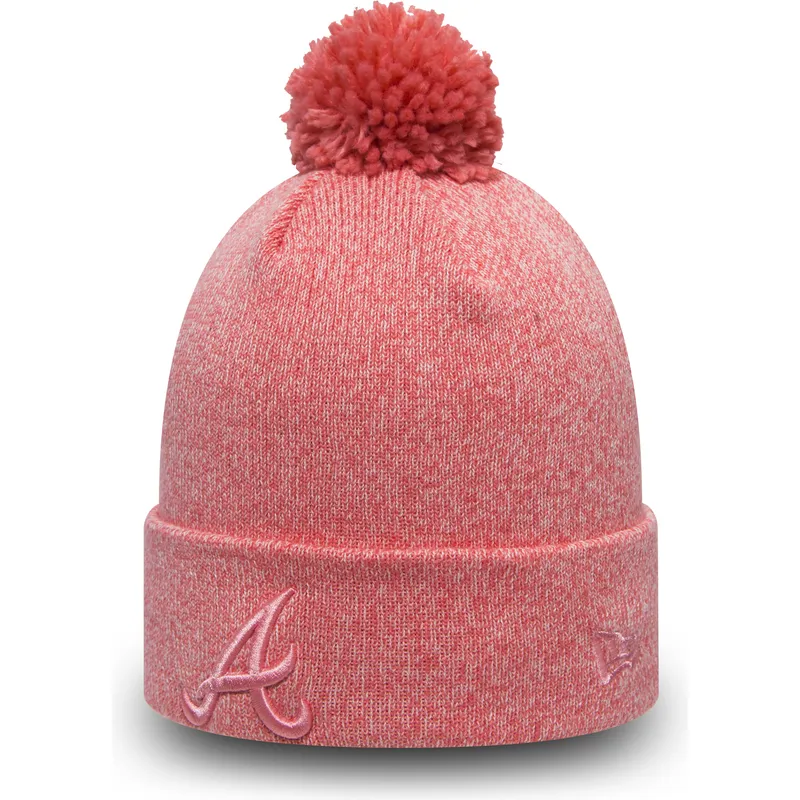 atlanta-braves-mlb-new-era-cuff-knit-essential-bobble-rosa-mutze-mit-bommel