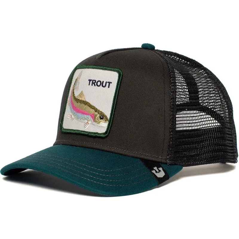 cepur-izliekta-truckeris-melns-snapback-rainbow-trout-the-farm-no-goorin-bros