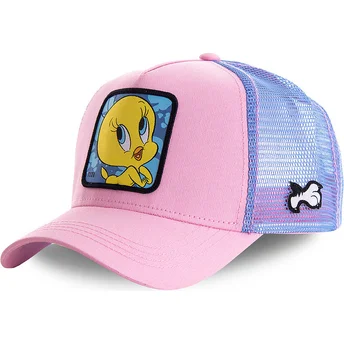 capslab-looney-tunes-twe1-tweety-rosa-und-blau-trucker-kappe