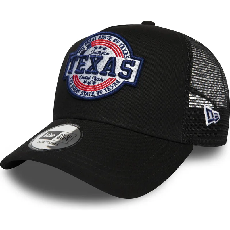 cepur-izliekta-truckeris-melns-snapback-a-frame-usa-patch-texas-no-new-era
