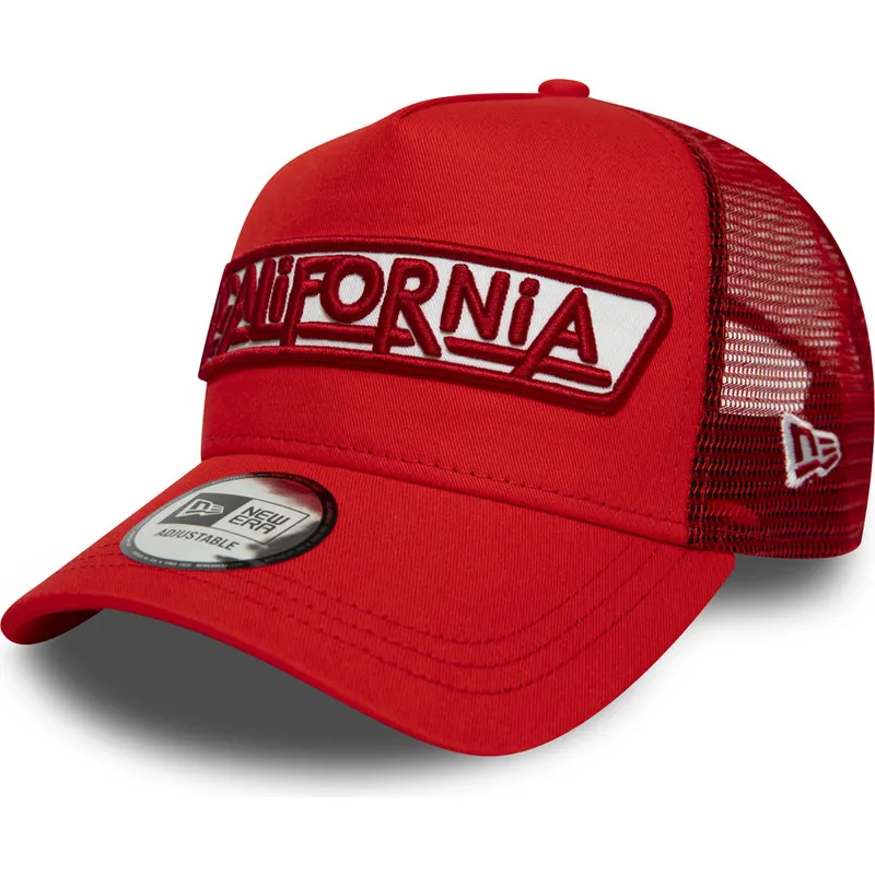 cepur-izliekta-truckeris-sarkans-snapback-a-frame-usa-patch-california-no-new-era